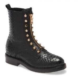 Jeffrey Campbell Tonette Studded Zip Boot Black Croc Size 8